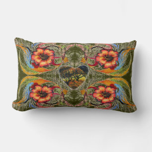 Red Flowers, Dark Heart Victorian fantasy Lumbar Cushion