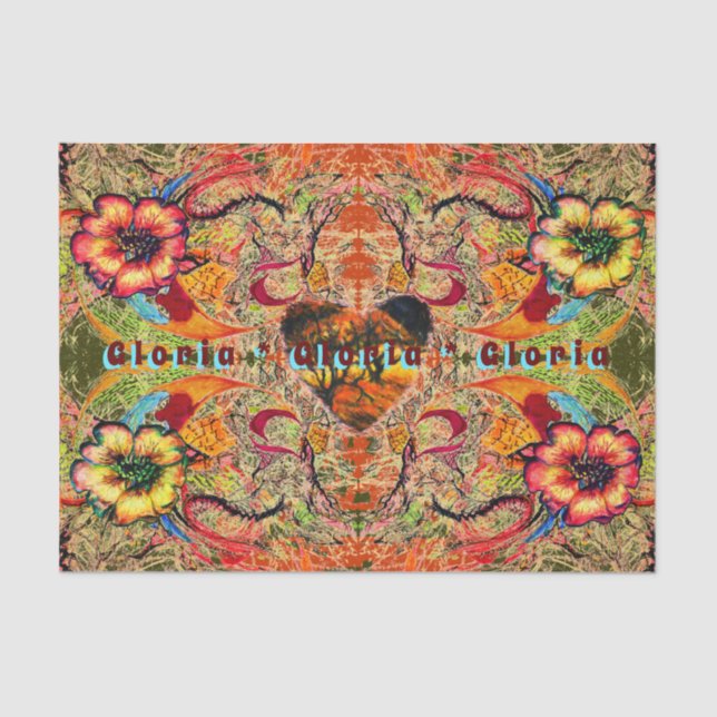 Red Flowers, Dark Heart Victorian fantasy Tissue Paper (Front)