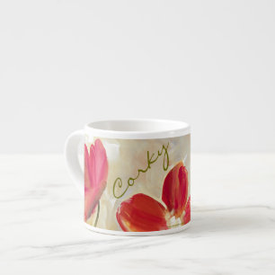 Red Flowers Espresso Cups