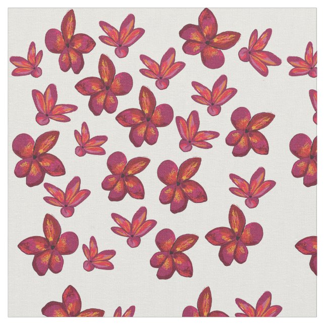 Red Flowers Fabric (Close Up)
