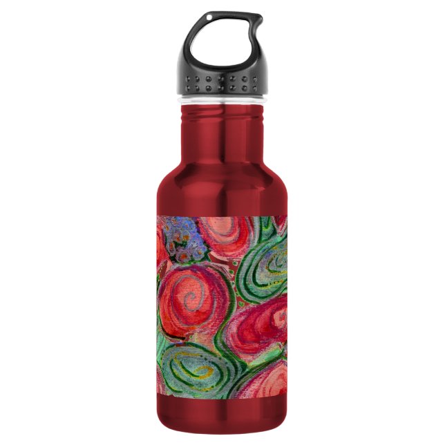 Red Flowers Fantasy 532 Ml Water Bottle (Front)