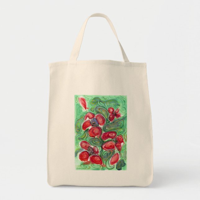 Red Flowers Fantasy Tote Bag (Front)