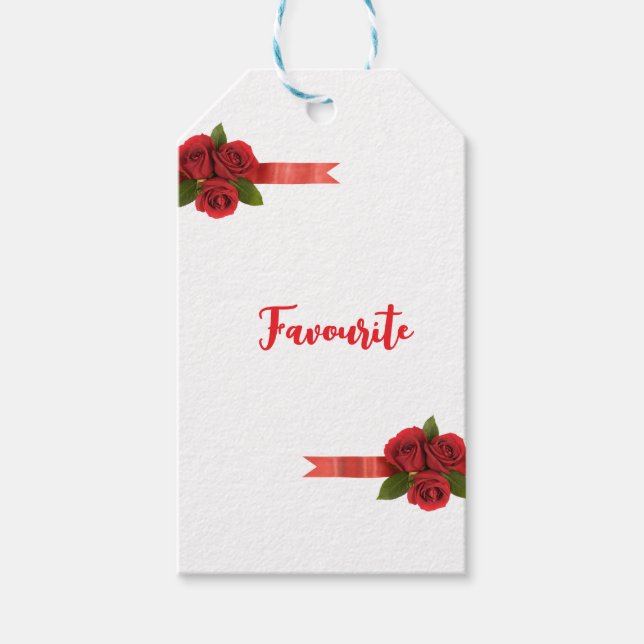 Red Flowers Favorite Gift Tags (Front)
