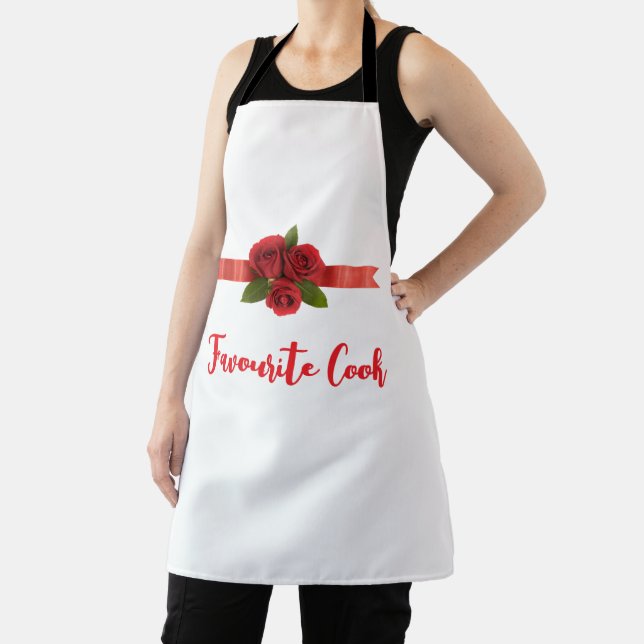 Red Flowers Favourite Cook Apron (Insitu)