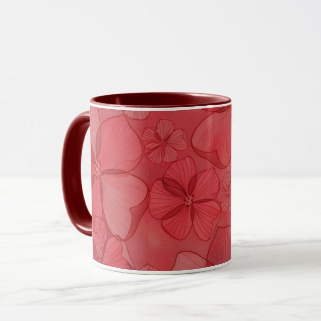 Red Flowers Floral Art Mug Cup (Front Left)
