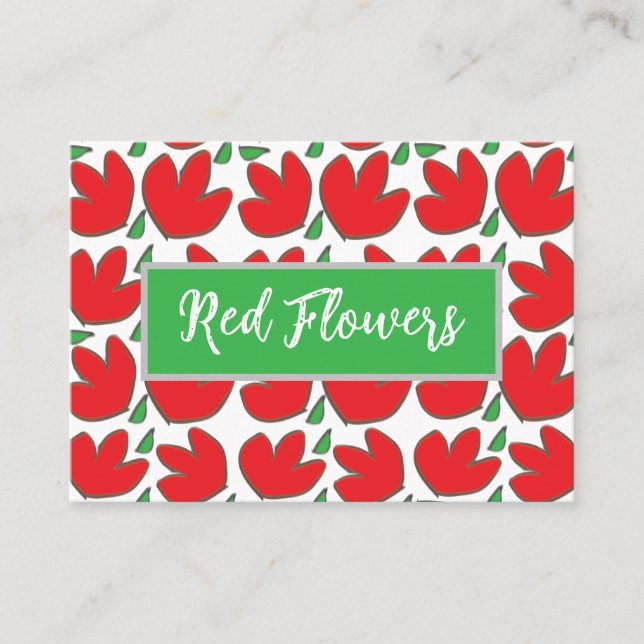 Red Flowers Floral Business Card (Front)