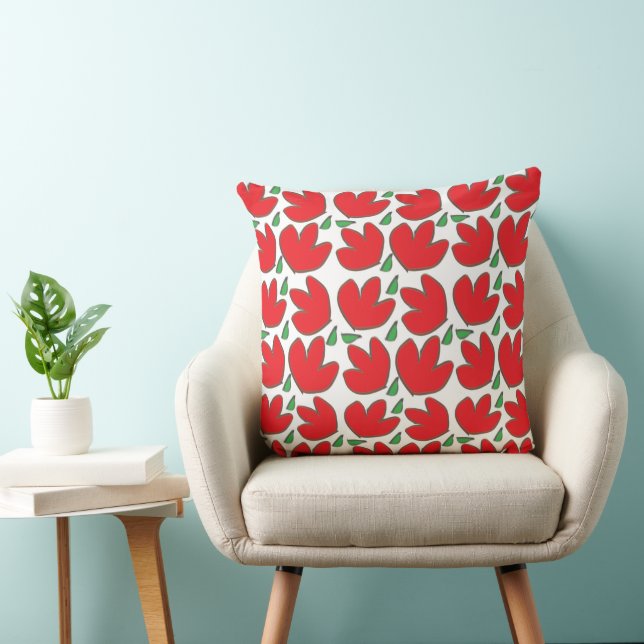 Red Flowers Floral Pattern   Cushion (Chair)
