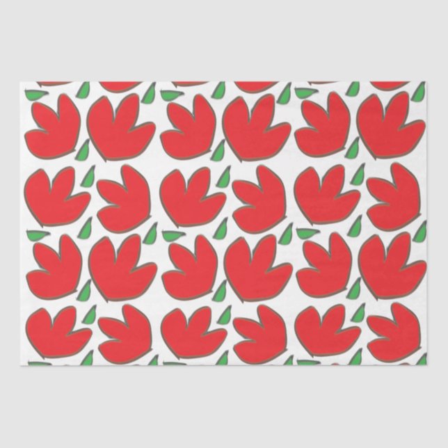 Red Flowers Floral Pattern   Tissue Paper (Front)