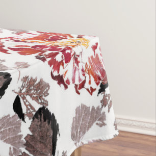 Red flowers, floral, retro, red and white tablecloth