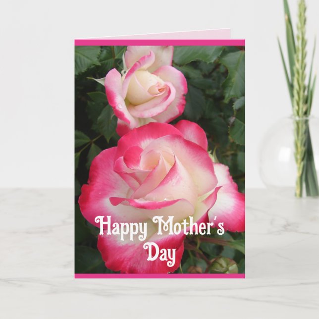 Red Flowers Floral Rose Roses Mothers Day Card (Front)