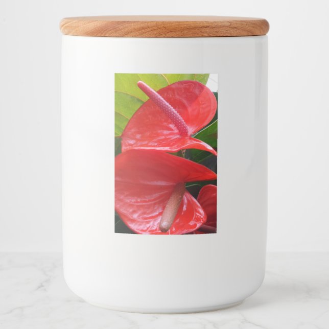Red Flowers Food Container Label (Front)