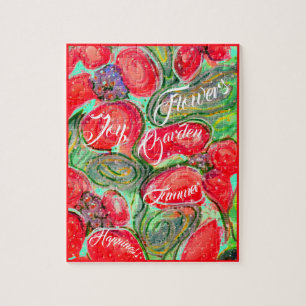 Red Flowers Garden Fantasy, Your Words Jigsaw Puzzle