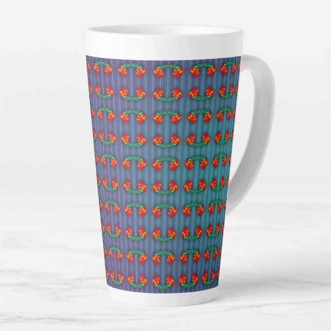 Red Flowers got the Blues Latte Mug (Right Angle)