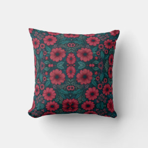 Red flowers graphic design cushion