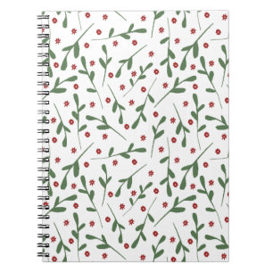 Red flowers, Green leaves pattern Notebook