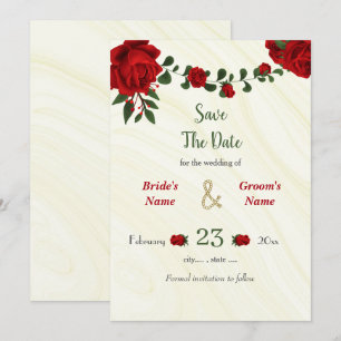 red flowers green leaves save the date