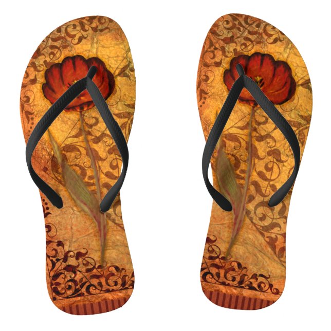 Red Flowers I Jandals (Footbed)