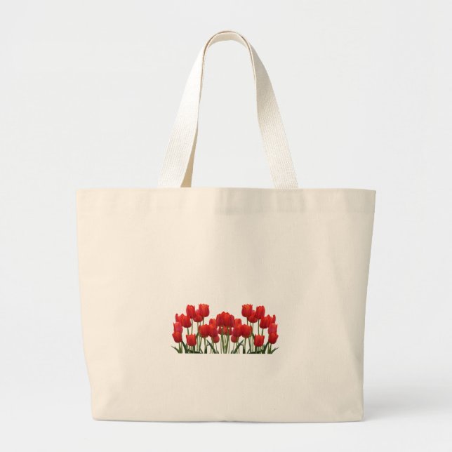 Red flowers large tote bag (Front)