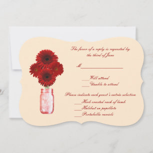 Red Flowers Mason Jar Response Card