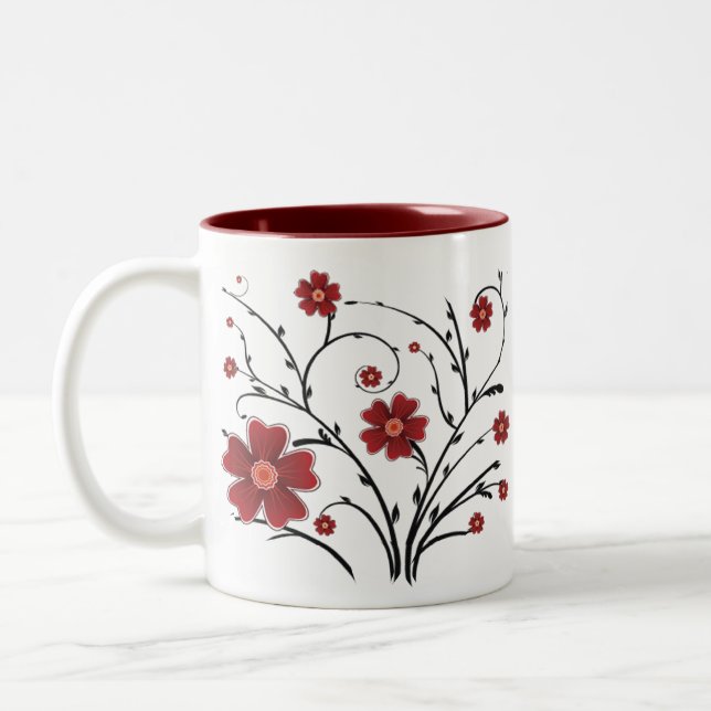 Red Flowers Mug (Left)