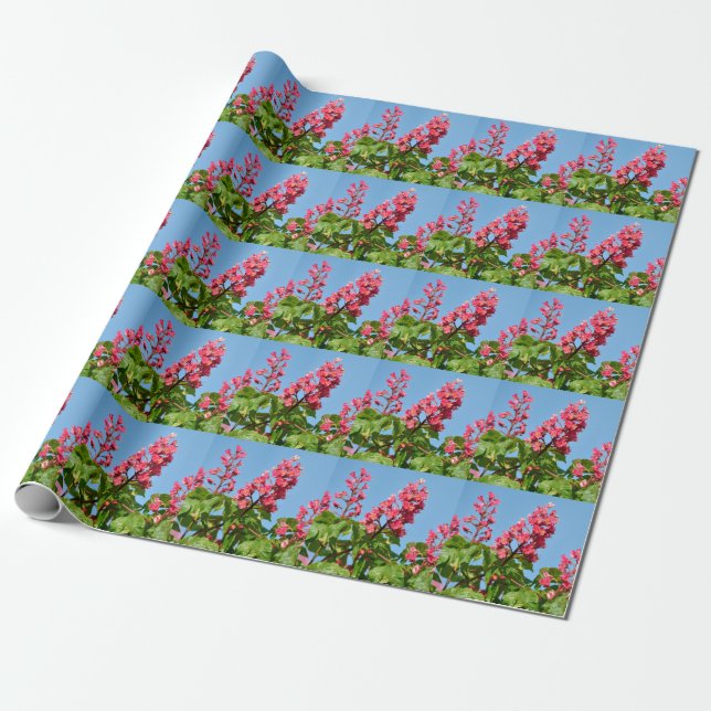 Red flowers of buckeye baby bodysuit wrapping paper (Unrolled)