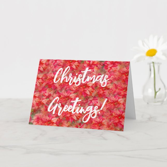Red Flowers Old Fashioned Christmas Card (Small Plant)