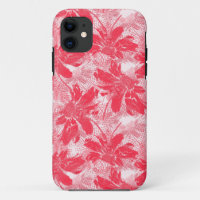 Red flowers on white.