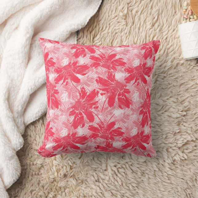 Red flowers on white. cushion (Blanket)