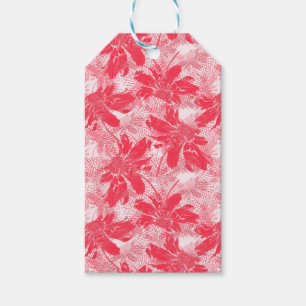 Red flowers on white. gift tags