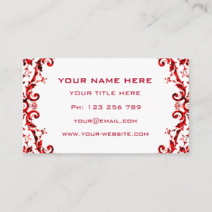 Red Flowers Ornaments Framed Business Card