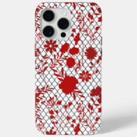 'Red Flowers Outline on Net