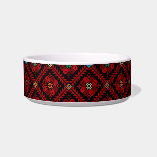 Red flowers Palestine Embroidery tatreez Pattern Bowl (Front)