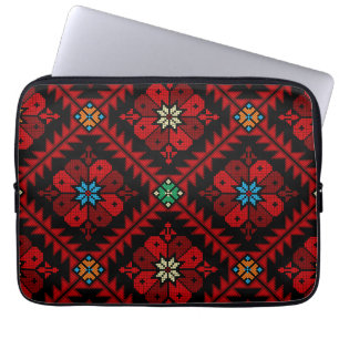 Red flowers Palestine Embroidery tatreez Pattern Laptop Sleeve