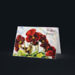Red Flowers Pansies Art Birthday Card<br><div class="desc">This charming card features my original artwork, consisting of my original photograph of blooming deep red pansies. I applied an oil pastel painterly technique to give it an artistic flair. The front of the card states, "Birthday Greetings!" and the inside of the card states "Hope this day blooms with much...</div>