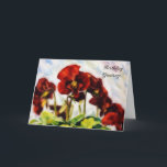 Red Flowers Pansies Art Birthday Card<br><div class="desc">This charming card features my original artwork, consisting of my original photograph of blooming deep red pansies. I applied an oil pastel painterly technique to give it an artistic flair. The front of the card states, "Birthday Greetings!" and the inside of the card states "Hope this day blooms with much...</div>