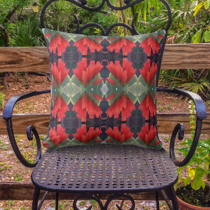 Red Flowers Pattern 2 Outdoor Cushion