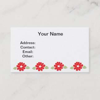 Red Flowers Pattern Business Card