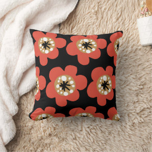 Red flowers pattern cushion