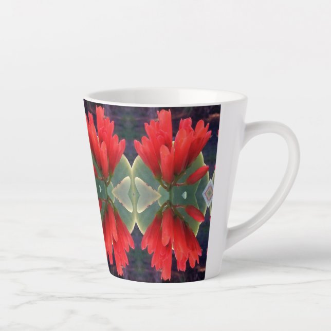 Red Flowers Pattern Latte Mug (Right)