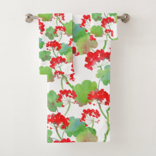 Red flowers (Pelargonium) Bath Towel Set