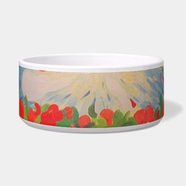 Red Flowers Pet Bowl (Front)