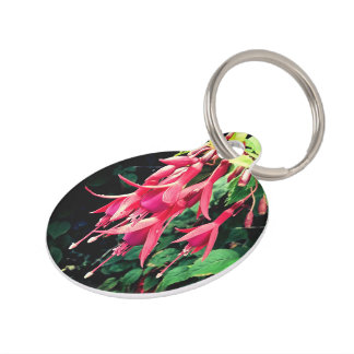 Red flowers pet tag