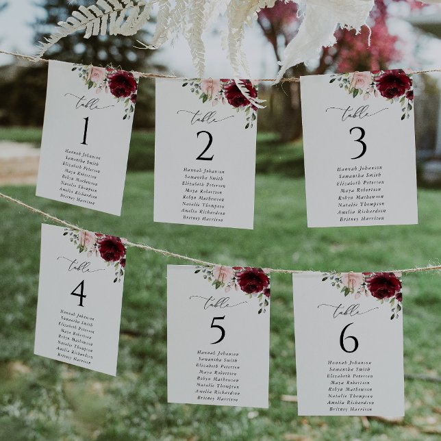 Red Flowers, Pink Flowers, Seating Chart Cards (Creator Uploaded)