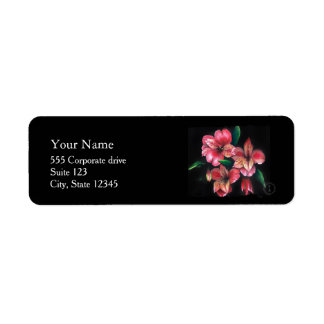 Red Flowers Return Address Labels