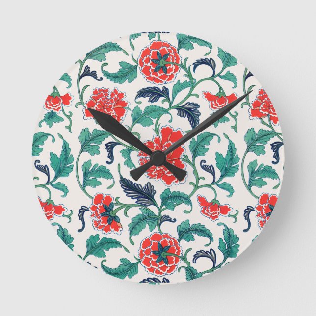 Red flowers round clock (Front)