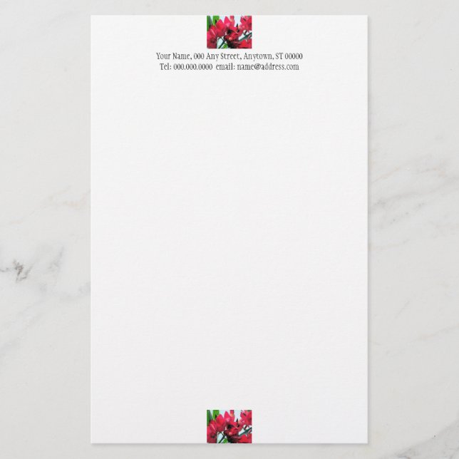 Red Flowers Stationery (Front)