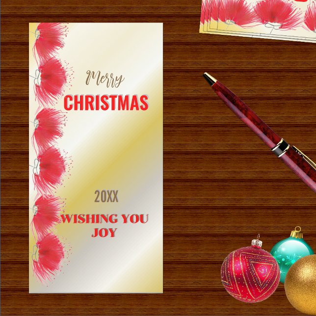 Red Flowers Trim Gold Gradient Xmas Card (Creator Uploaded)