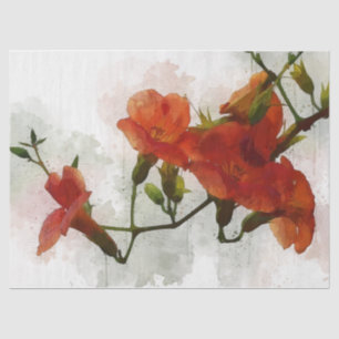 Red Flowers Watercolor Art Decoupage Tissue Paper