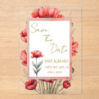 Red Flowers Wedding Invitation