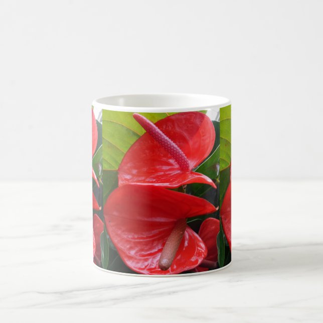 Red Flowers White Coffee Mug (Center)